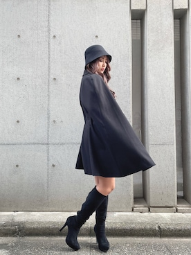 「ケープコート」｜「アイテム（帽子）」を使った、yurinochannさん（レディース・156cm）の秋コーディネート