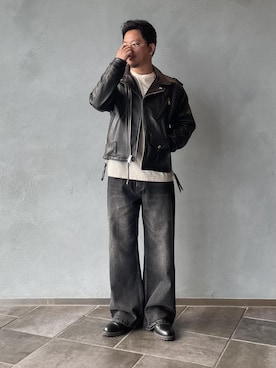 「Schott(ショット)のアイテム(ジャケット/アウター)」を使った、三浦準矢さん(メンズ・166cm)の秋コーディネート