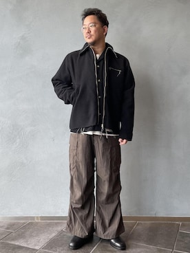 「アイテム（カーゴパンツ）」を使った、三浦準矢さん（メンズ・166cm・30代）の冬コーディネート