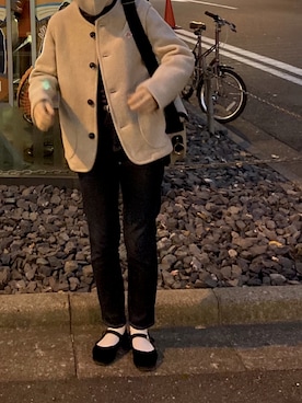 「DANTON（ダントン）のアイテム（ノーカラージャケット）」を使った、m iさん（レディース・161cm）の秋コーディネート