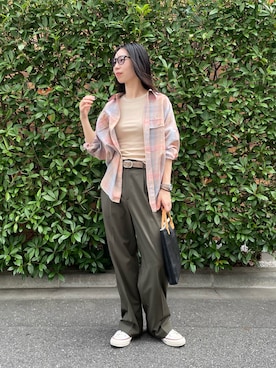 「TASINAMI（タシナミ）のアイテム（トートバッグ）」を使った、MITSUMIさん（レディース・161cm）の夏コーディネート