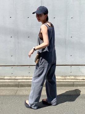 「EKAL（エカル）のアイテム（オールインワン・サロペット）」を使った、MITSUMIさん（レディース・161cm）の夏コーディネート