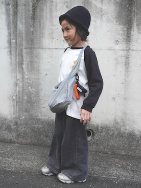 「KiU（キウ）のアイテム」を使った、yunaa さん（キッズ・110cm）の冬コーディネート