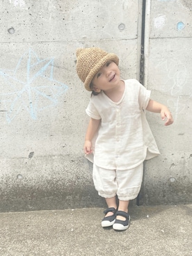 「handmade」｜「アイテム（帽子）」を使った、yunaa さん（キッズ・80cm）の夏コーディネート