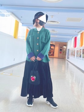 「merry jenny（メリージェニー）のアイテム（ノーカラージャケット）」を使った、りなぴ。＊さん（レディース・154cm）の春コーディネート