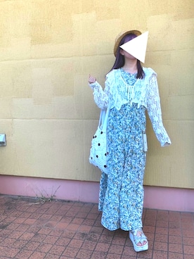 「POU DOU DOU（プードゥドゥ）のアイテム（帽子）」を使った、りなぴ。＊さん（レディース・154cm）の夏コーディネート