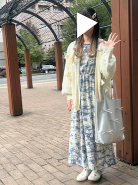「merry jenny（メリージェニー）の箔グログランベルトシューズ（パンプス、ホワイト系）」を使った、りなぴ。＊さん（レディース・154cm）の夏コーディネート