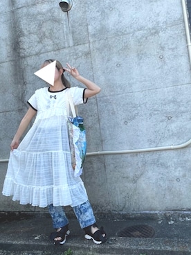 「merry jenny（メリージェニー）のアイテム（その他シューズ）」を使った、りなぴ。＊さん（レディース・154cm）の夏コーディネート