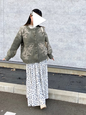 「merry jenny（メリージェニー）のフレアスカート（スカート、ベージュ系）」を使った、りなぴ。＊さん（レディース・154cm）の夏コーディネート