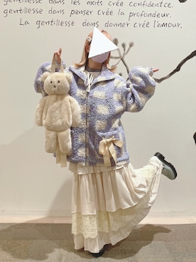 「merry jenny（メリージェニー）のアイテム（ブルゾン）」を使った、りなぴ。＊さん（レディース・154cm）の春コーディネート