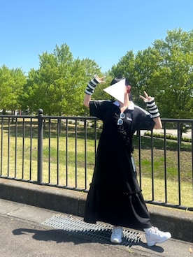 「アイテム（レッグウォーマー、ブラック系）」を使った、りなぴ。＊さん（レディース・154cm）の秋コーディネート