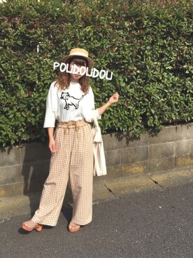 「POU DOU DOU（プードゥドゥ）のアイテム（帽子）」を使った、りなぴ。＊さん（レディース・154cm）の夏コーディネート