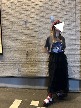 「アイテム（ハンチング/ベレー帽、レッド系）」を使った、りなぴ。＊さん（レディース・154cm）の秋コーディネート