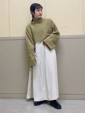 「KBF（ケイビーエフ）のニットSETワンピース（ワンピース、グリーン系）」を使った、みかさん（レディース・149cm）の秋コーディネート