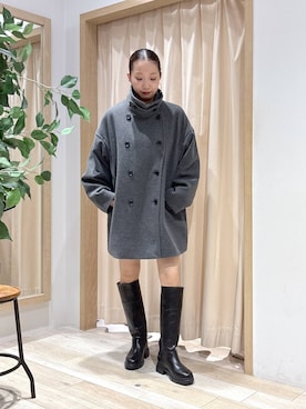 「アイテム（その他アウター、グレー系）」を使った、umeさん（レディース・163cm）の秋コーディネート