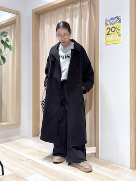 「アイテム（ステンカラーコート）」を使った、umeさん（レディース・163cm・20代）の秋コーディネート