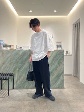 「Lui's（ルイス）のアイテム（スウェットパンツ）」を使った、みやざきさん（メンズ・180cm）の夏コーディネート
