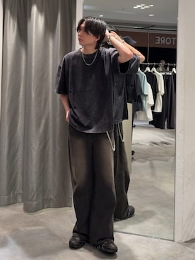 「Lui's（ルイス）のパウダーブリーチBIG T（Tシャツ/カットソー）」を使った、みやざきさん（メンズ・178cm・20代）の夏コーディネート