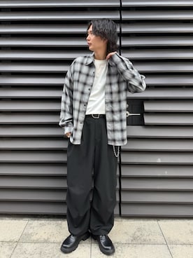 「Lui's（ルイス）のアイテム（ベルト）」を使った、みやざきさん（メンズ・178cm）の秋コーディネート