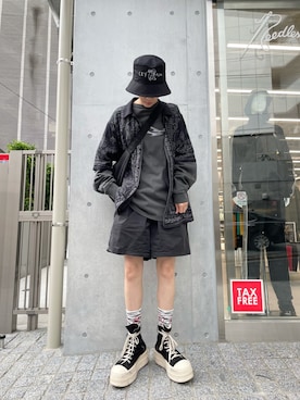 「アイテム（帽子）」を使った、Hikaru Shimizuさん（レディース・165cm・30代）の春コーディネート