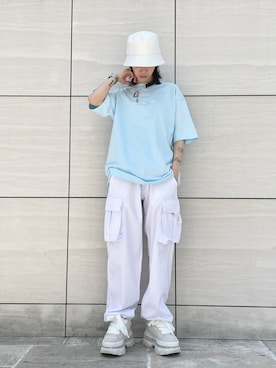 「WHITELAND（ホワイトランド）のアイテム（帽子）」を使った、Hikaru Shimizuさん（レディース・165cm）の春コーディネート