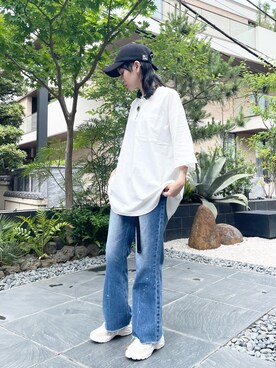 「A4A（エーフォーエー）のアイテム」を使った、Hikaru Shimizuさん（レディース・165cm）の夏コーディネート