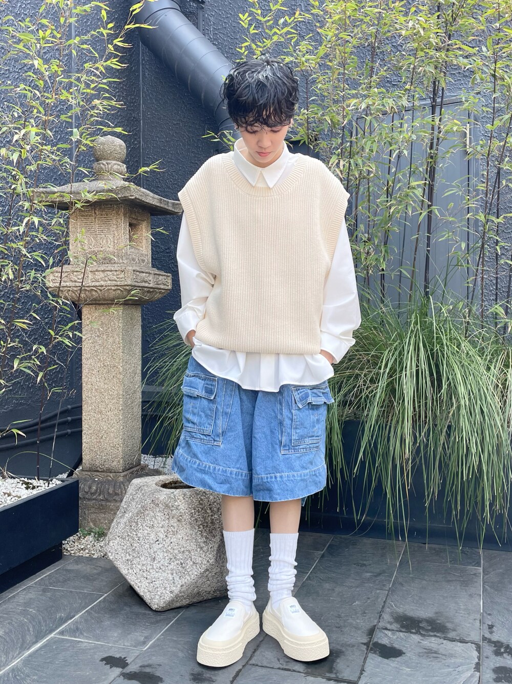 ベスト ジレ WHITELAND/ホワイトランド/RIB VEST レディース メンズ WHITELAND ベスト ジレ WHITELAND/ホワイトランド/RIB VEST