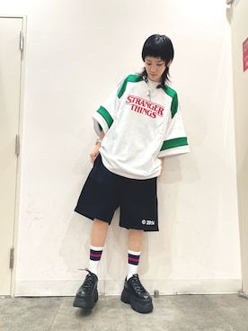 「WHITELAND（ホワイトランド）のアイテム（パンツ）」を使った、Hikaru Shimizuさん（レディース・165cm）の夏コーディネート