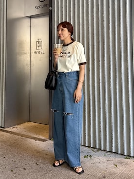 「DISCOAT（ディスコート）のアイテム（デニムパンツ）」を使った、CHIHIROさん（レディース・160cm）の春コーディネート
