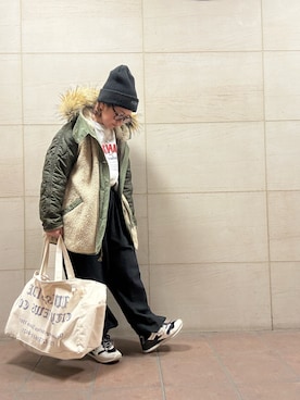 「INTER FACTORY（インターファクトリー）のアイテム（バッグ）」を使った、せんちゃんさん（レディース・150cm）の冬コーディネート