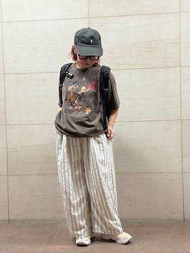 「NIKE（ナイキ）のW AQUA RIFT PRM　DV0783-104（Sneakers、ベージュ系）」を使った、せんちゃんさん（レディース・150cm）の夏コーディネート