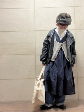 「アイテム（ライダースジャケット）」を使った、せんちゃんさん（レディース・150cm）の冬コーディネート