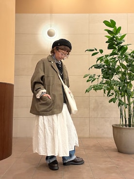 「H.UNITのアイテム（ジャケット/アウター、ブラウン系）」を使った、せんちゃんさん（レディース・150cm）の春コーディネート