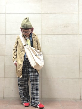 「INTER FACTORY（インターファクトリー）のアイテム（バッグ）」を使った、せんちゃんさん（レディース・150cm）の春コーディネート