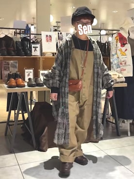 「アイテム（オールインワン・サロペット）」を使った、せんちゃんさん（レディース・150cm）の冬コーディネート