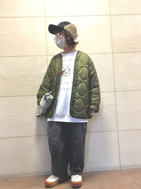 「アイテム（チノパンツ）」を使った、せんちゃんさん（レディース・150cm）の冬コーディネート