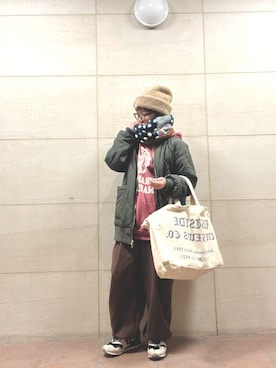 「アイテム（ストール/ショール）」を使った、せんちゃんさん（レディース・150cm）の冬コーディネート