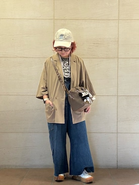 「niko and...（ニコアンド）のアイテム（ジャケット/アウター、ベージュ系）」を使った、せんちゃんさん（レディース・150cm）の春コーディネート