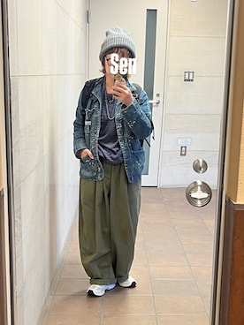 「アイテム（ニットキャップ/ビーニー）」を使った、せんちゃんさん（レディース・150cm）の秋コーディネート