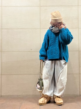 「Handmade（ハンドメイド）のアイテム（バッグ）」を使った、せんちゃんさん（レディース・150cm）の冬コーディネート