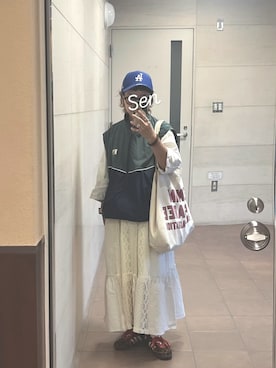 「アイテム（スカート）」を使った、せんちゃんさん（キッズ・143cm）の秋コーディネート