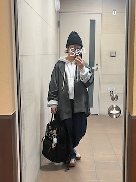 「niko and...（ニコアンド）のホヅホヅルーズジャケット（テーラードジャケット）」を使った、せんちゃんさん（レディース・150cm）の秋コーディネート