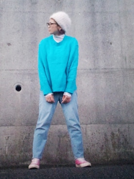 「Auntie Rosa Holiday（アンティローザホリデー）のアイテム（ニット/セーター）」を使った、＊心愛＊ココさん（レディース・160cm）の冬コーディネート