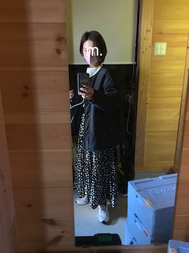 「GU（ジーユー）のアイテム（ノーカラーコート）」を使った、mさん（レディース・156cm）の冬コーディネート