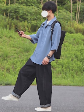 「YOUNG&OLSEN The DRYGOODS STORE（ヤングアンドオルセン）のアイテム（スニーカー）」を使った、DAISUKE.さん（メンズ・177cm）の夏コーディネート