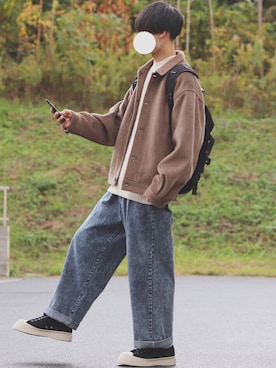 「INTER FACTORY（インターファクトリー）のアイテム（ブルゾン）」を使った、DAISUKE.さん（メンズ・177cm）の秋コーディネート