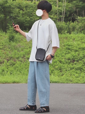 「INTER FACTORY（インターファクトリー）のアイテム（バッグ）」を使った、DAISUKE.さん（メンズ・177cm）の夏コーディネート