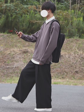 「INTER FACTORY（インターファクトリー）のファッションインフルエンサー DAISUKE - ダブルベルトメッシュレザーリュック　made in INTER FACTORY（バックパック/リュック）」を使った、DAISUKE.さん（メンズ・177cm）の秋コーディネート