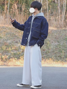 「HARE（ハレ）のアイテム（デニムジャケット）」を使った、DAISUKE.さん（メンズ・177cm）の冬コーディネート
