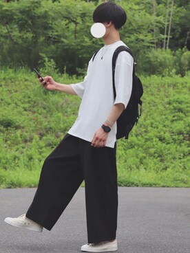 「YOUNG&OLSEN The DRYGOODS STORE（ヤングアンドオルセン）のアイテム（スニーカー）」を使った、DAISUKE.さん（メンズ・177cm）の夏コーディネート